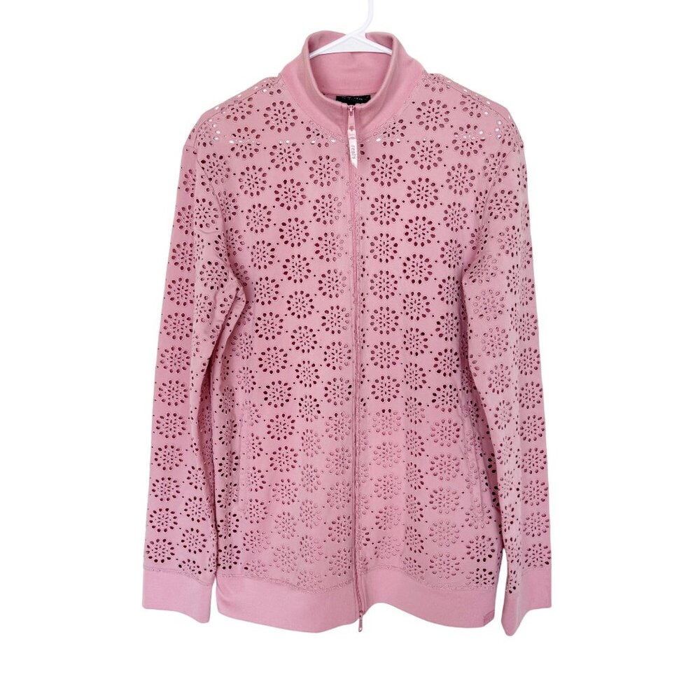 Puma By Rihanna Pink Lace Full-Zip Jacket XS Womens Floral Eyelet Design